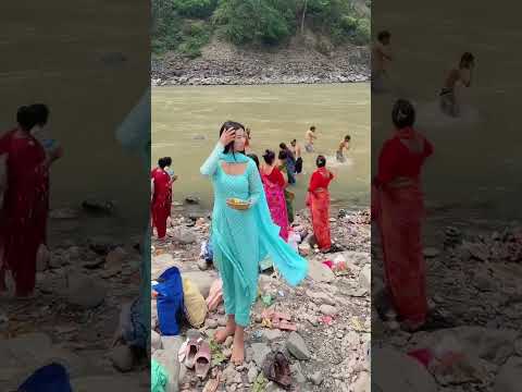 Worshiping nature in saptakoshi river#travel #amazingnepal #goodlifenepal #nature