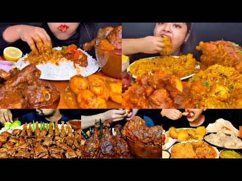 ASMR EATING SPICY CHICKEN CURRY, CHICKEN BIRYANI, MUTTON CURRY | INDIAN FOOD MUKBANG |Foodie India|