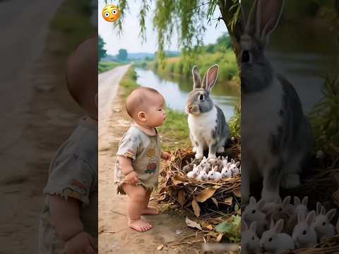 🤔The baby rabbit ran away taking its child with it🤔🤣🤣