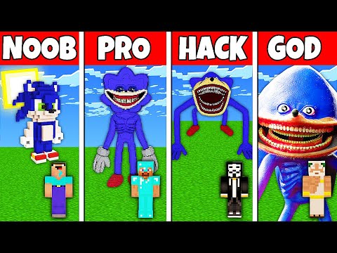 Minecraft Battle: NOOB vs PRO vs HACKER vs GOD! SHIN SONIC TAPES BUILD CHALLENGE in Minecraft