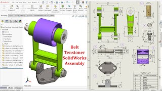 Belt Tensioner Parts and Assembly in SolidWorks