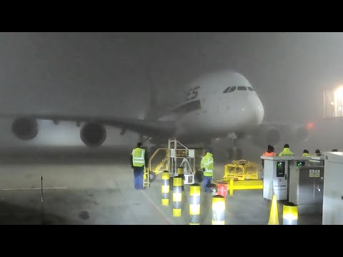 A380 Can't Park In Thick Fog