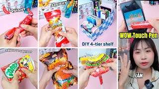 🌭🍗  🌶🍭DIY SQUISHY🍓 📑 Kệ decor 4 ngăn ✏ Bút Cảm ứng 🌟 Trend tiktok và cái kết // Quyển Sách Nhỏ #diy