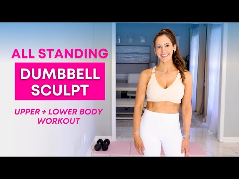 35 min All Standing Dumbbell Sculpt Workout | Upper + Lower Body Strength