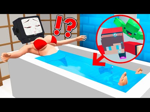 JJ Met TV WOMAN in BATHROOM RELAXING HOUSE in Minecraft! JJ SAVE HER?! Mikey in Minecraft - Maizen