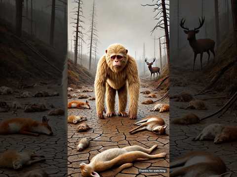 The monkey lived in the forest but the forest dried up 😭 #ai #monkey #forest