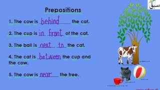 Prepositions (behind, in front etc.)(explanation/activities)