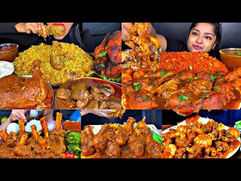 ASMR EATING SPICY CHICKEN CURRY, MUTTON CURRY, BIRYANI | BEST INDIAN FOOD MUKBANG |Foodie India|