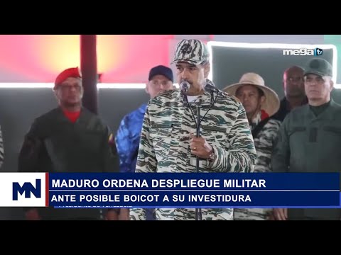 Dictador Nicolás Maduro ordena fuerte despliegue militar ante posible boicot a su investidura.