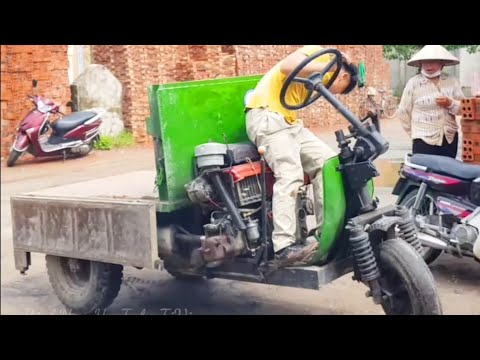 Công nông ba bánh chở một tấn xi măng Bút Sơn