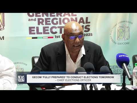 YouTube video thumbnail: Gecom ‘Fully Prepared’ To Conduct Elections Tomorrow – Chief Elections Officer