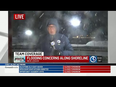 YouTube video thumbnail: Blizzard Calvin Threatens Shoreline With Coastal Flooding and Damaging Wind Gusts