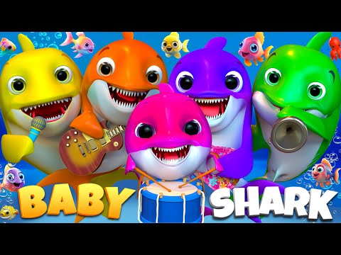 Five Little Sharks  playing music 🦈 | Kids Songs | Banana Cartoon #nurseryrhymes