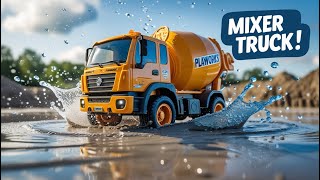 Hardworking Mixer Truck at the Construction Site