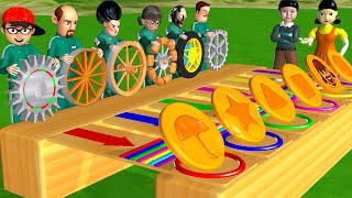 Scary Teacher 3D vs Squid Game Rolling Wooden Wheel vs Dalgona Candy Shape Challenge Who's Boss