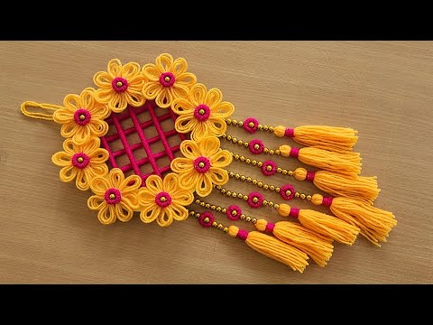 Easy Woolen Wall Hanging - Wool Flower Making - Home Decoration Idea - DIY Wall Hanging Out Of Wool