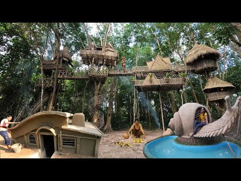 Top 10 Full Video Cute lady Building Tree House With Living Room And Mud House Swimming Pool For