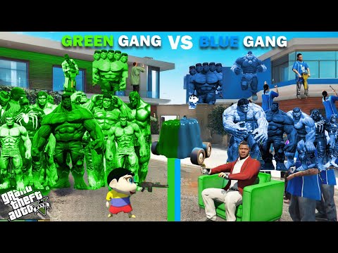 Franklin Blue Gang VS Shinchan Green Gang In GTA 5