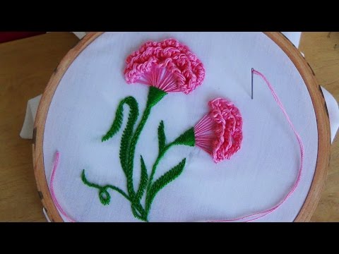 Hand Embroidery: Carnation flower