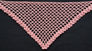 💎¡Principiantes! Lindo Punto de Chal Triangular a Ganchillo/Easy Shawl Crochet Pattern/Chalê Crochet