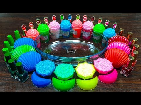 Mixing foam slime with makeup nail polish into homemade slime !! Enjoy slime videos !!!