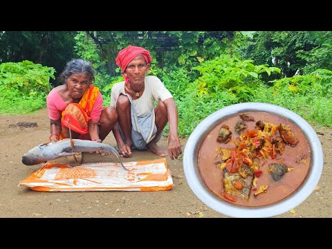 5 kg PANGASH FISH curry cooking by Indian tribe family || how to cook fish curry || real life india