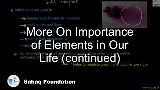 More On Importance of Elements in Our Life (continued)