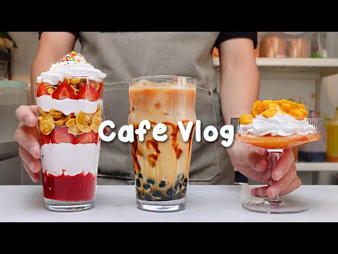 🥤오늘 당신의 선택은? 저 : 밀크티🍓지치고 힘들 땐 음료 ASMR로 힐링해요/카페브이로그/Cafe Vlog/ASMR/Tasty Coffee