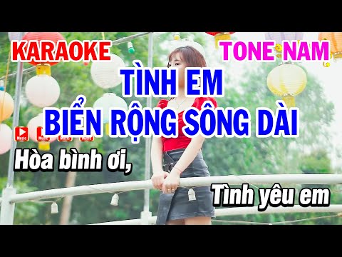 Karaoke Tình Em Biển Rộng Sông Dài Tone Nam Nhạc Sống Cha Cha Cha | Karaoke Phi Long