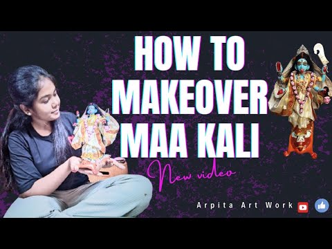 Transformation Small size Maa Kali ANGARAG and SAREE DRAPING step by step / কালী মায়ের অঙ্গোরাগ✨😍