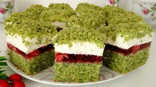 Przepis na ciasto Leśny Mech ze szpinakiem i z galaretką z malinami 