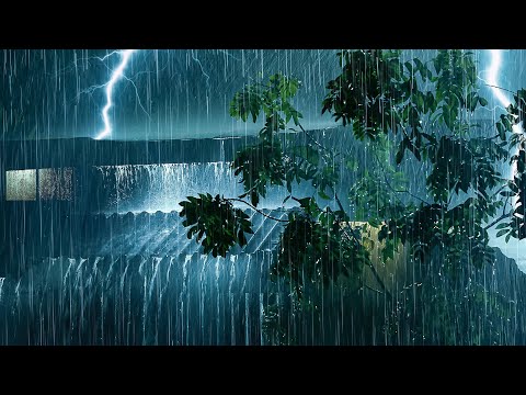 Best Rain Sounds for Sleeping | Real Heavy Rainstorm & Mighty Thunder on Garden House | White Noise