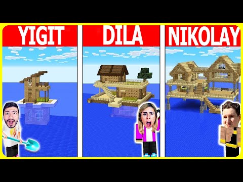 Minecraft FAKİR vs ZENGİN: SU ÜZERİNDE GÜVENLİ ADA İNŞA ETME YARIŞMASI