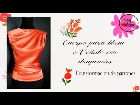 Blusa o Vestido drapeado 👗🥼. Transformación de patrones básicos.