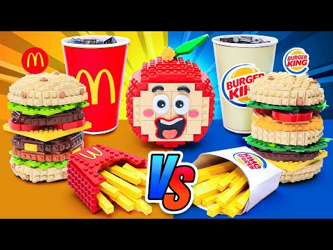 LEGO Fast Food Competition : McDonald's vs Burger King - Stop Motion Cooking ASMR