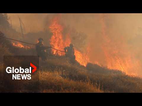 YouTube video thumbnail: Crete Wildfire: Swaths of Forest, Olive Groves Burn on Greek Island