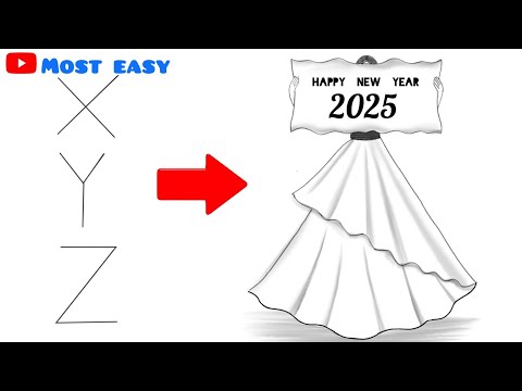 Happy new year drawing 2025 | New year drawing | How to draw a girl | Happy New Year 2025