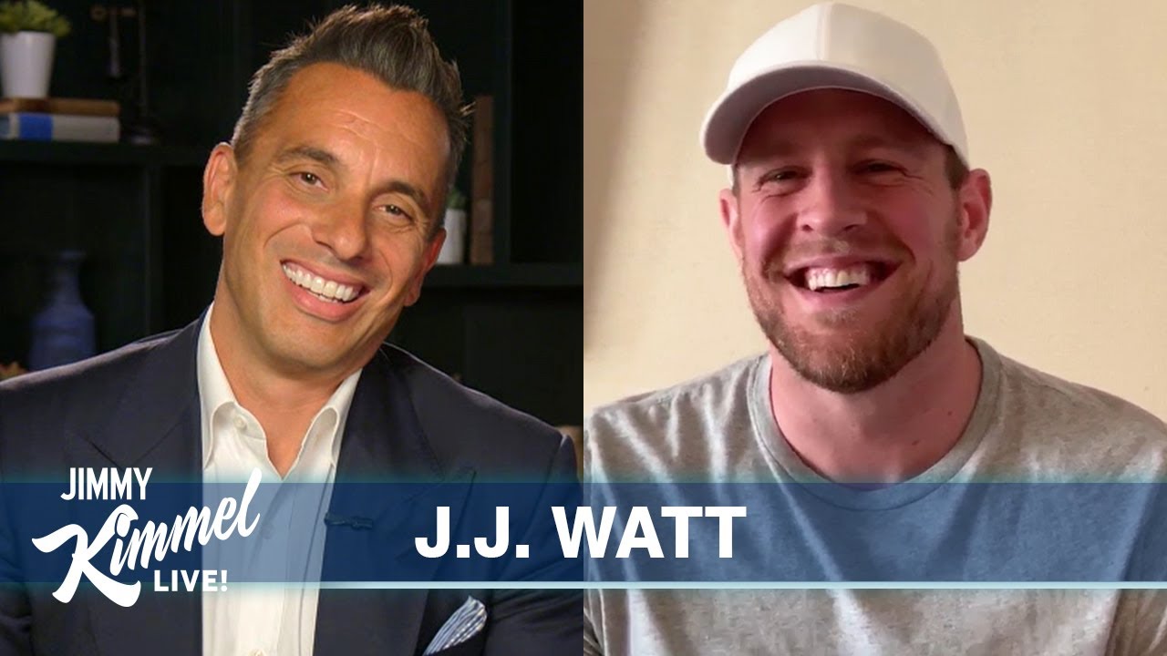Guest Host Sebastian Maniscalco Interviews J. J. Watt Playing Football Against His Brothers