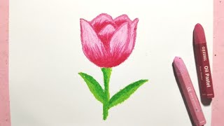 Cara menggambar bunga tulip - How to draw tulip flower