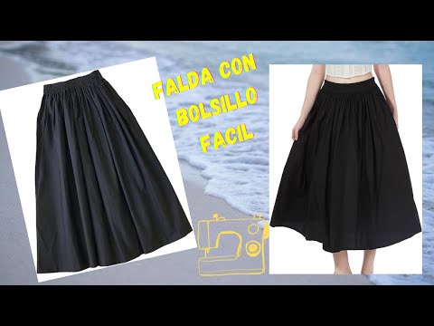MAXI  FALDA con pretina elástica y bolsillos ✂️ Fácil sin patrones | Ideal para principiantes#moda