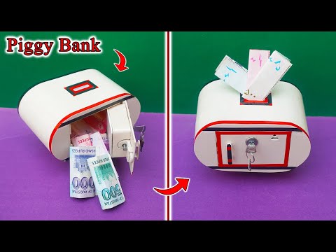 How To Make A Mini Piggy Bank At Home | Homemade Remote Control Lock Piggy Bank| Key Lock Piggy Bank