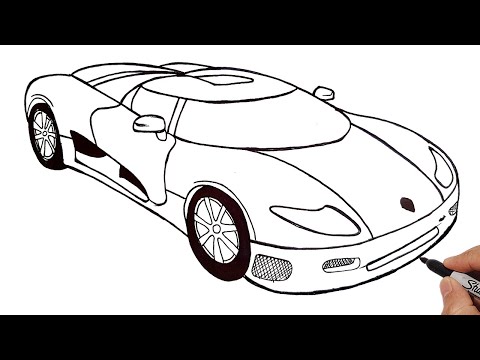 Koenigsegg CC8S Drawing | How To Draw a Car Step By Step | Sports Car Drawing Easy