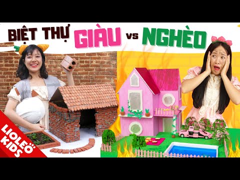 BIỆT THỰ CÔNG CHÚA GIÀU CÓ vs KHỐN KHÓ - Lần đầu xây nhà THẬT bằng 550 viên gạch!!