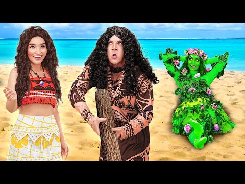 MOANA x MAUI 🌊🔥 Truques de Sobrevivência Para Se Tornar Uma Estrela! Ideias de Férias do 123 GO FOOD