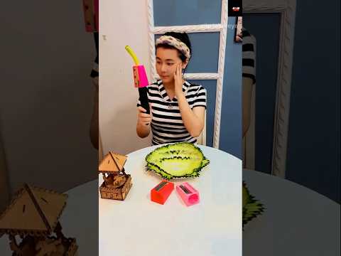Cutting cucumber and putting it on face💪mini woodtoy- woodworking art skill/wood hand #youtubeshorts