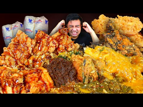 MUKBANG 3 BUNGKUS NASI PADANG LAUK KOMPLIT PAKAI GORENGAN TEMPE KRISPI