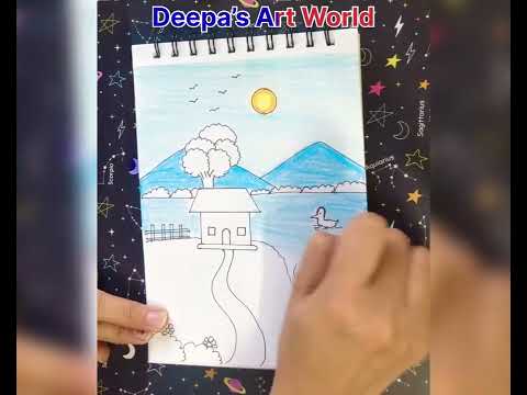 Scenery drawing simple steps for beginners