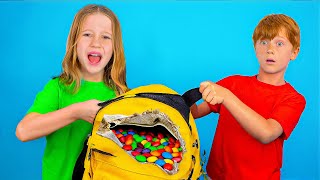 Nastya teaches children the rules of studying at school
