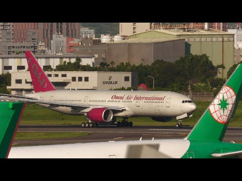 Omni Air 777 Rejected Take-off RTO today at Taipei Taoyuan Airport N846AX