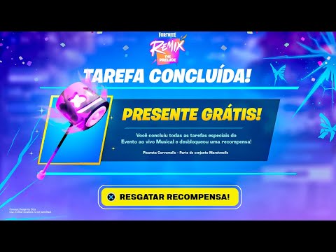 🔴 AGORA! COMO RESGATAR NOVA *RECOMPENSA GRÁTIS* DO EVENTO AO VIVO MARSHMELLO x FORTNITE REMIX!